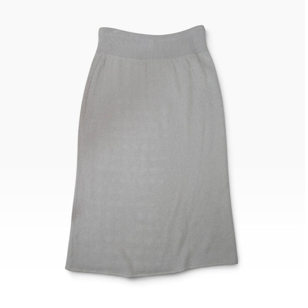 Vintage 70s Light Grey Knit Sweater Skirt Midi Size 4